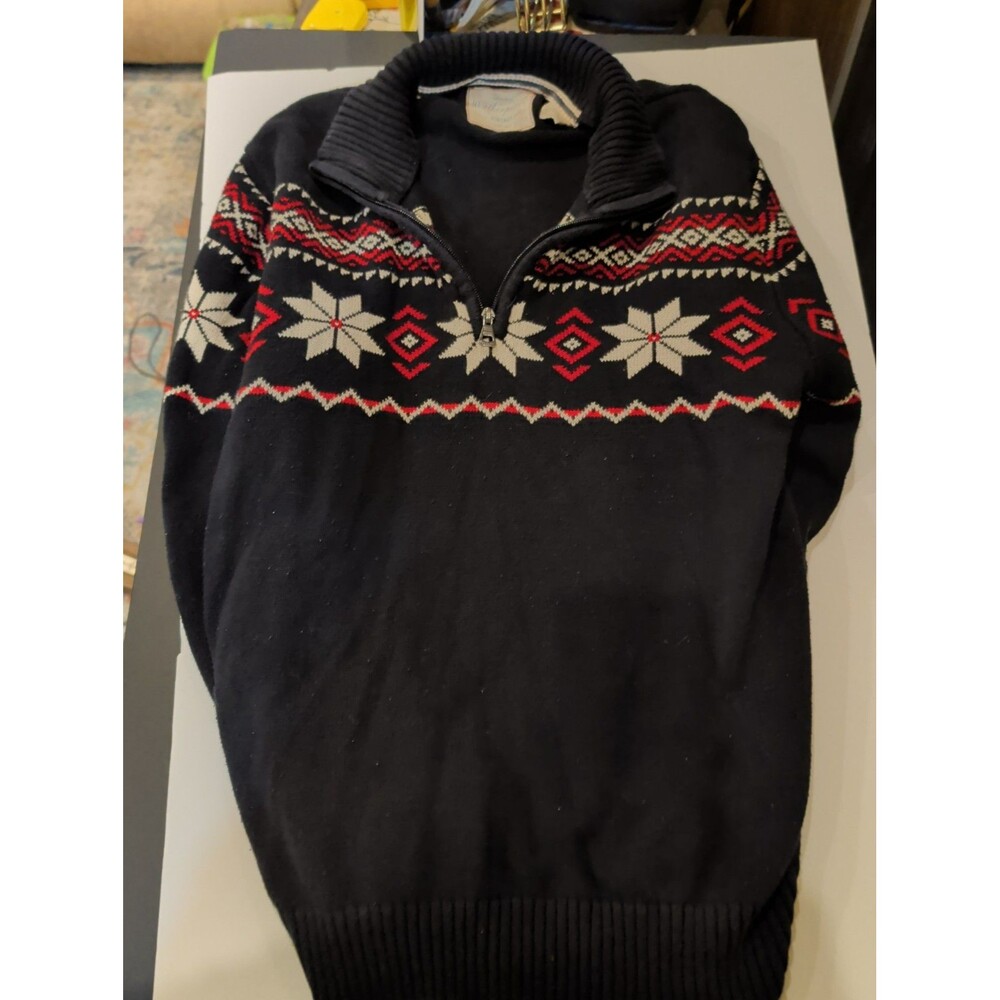 Weatherproof Men’s Fair Isle 1/4 Zip Mock Neck Cotton Knit Sweater M
